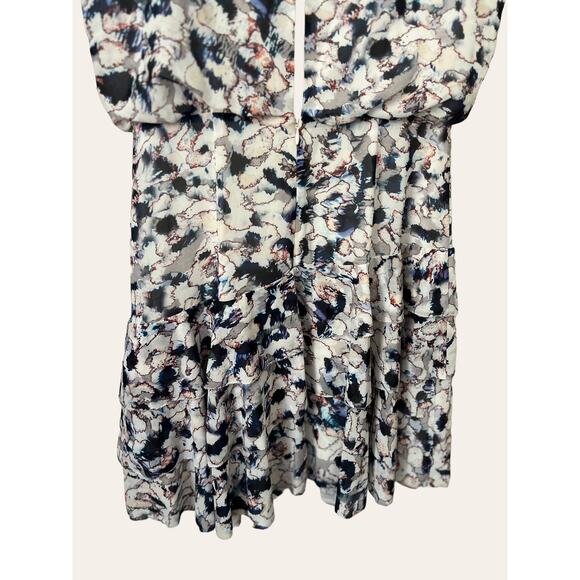 Reiss Annah Tiered Abstract Floral Watercolor Cap Sleeve A-Line Dress Size 6 - Picture 9 of 11